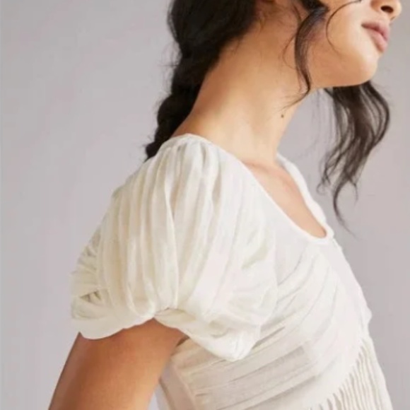 NWT ANTHROPOLOGIE FOREVER THAT GIRL RUCHED PUFFSLEEVED TUNIC BLOUSE - Picture 2 of 4